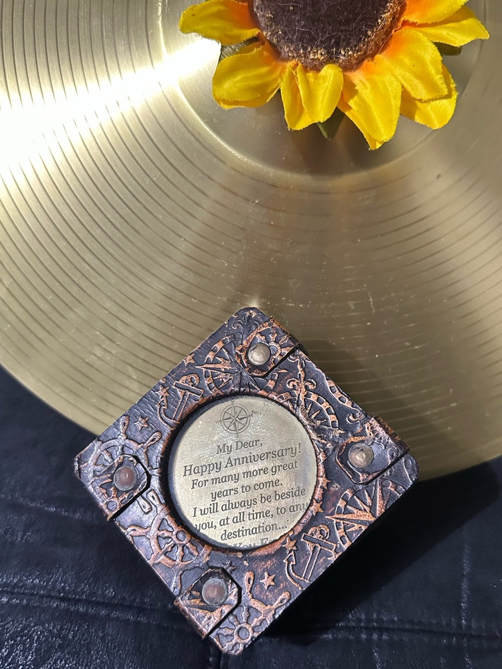 Antique style brass sundial compass